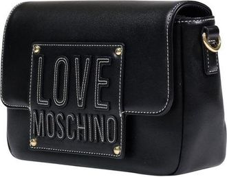 Love Moschino Womens Logo-Embossed Polyurethane Shoulder Bag Black