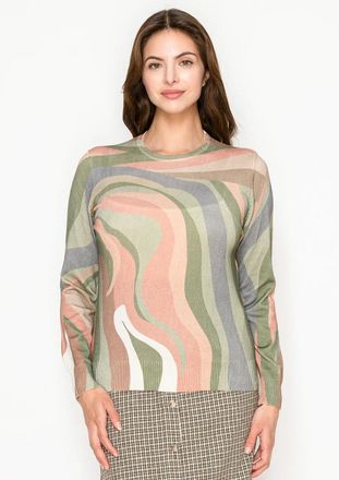 YAL New York Abstract Wave Print Sweater - Earth Tones