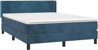 vidaXL Cama Box Spring Con Colch&oacute;n Terciopelo Azul Oscuro 140x190 Cm Vidaxl