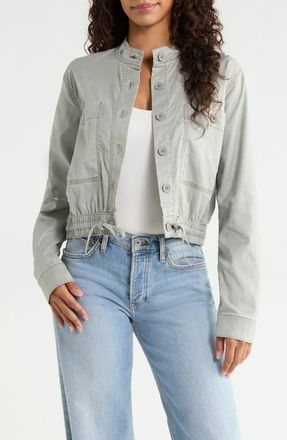 Splendid Spencer Tie Hem Cotton Blend Jacket in Eucalyptus Green at Nordstrom, Size X-Large