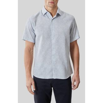 Robert Barakett Samore Floral Short Sleeve Button-Up Shirt in Powder Blue at Nordstrom, Size Xx-Large