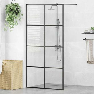 vidaXL Vidaxl - Mampara Ducha Accesible Vidrio Esg Transparente Negro 100x195cm
