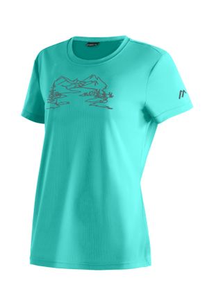Maier Sports T-Shirt MAIER SPORTS Wilma Print, Damen, Gr. 40, blau (raucht&uuml;rkis), 100% Polyester, Rundhals, Shirts T-Shirt, Damen Funktionsshirt, Freizeitshirt mit