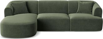 Cosmopolitan Design Sof&aacute; esquinero izquierdo modular 4 plazas de terciopelo verde