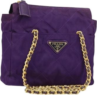 Prada Pre-owned Shoulder Bags, female, Purple, Size: ONE SIZE Pre-owned Nylon Shoulder Bag