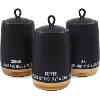 Maestro Set di 3 contenitori in ceramica per caff&egrave;, t&egrave; e zucchero MAESTRO Eco Style MR-20029-03CS