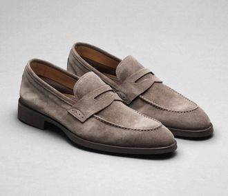 Scarpe di Bianco Mens Sc524 Velour Peltro Loafers In Grey