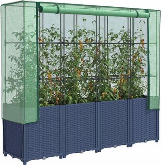 vidaXL Jardinera Elevada Con Cubierta De Invernadero Aspecto Rat&aacute;n 160x40x153 Cm Vidaxl