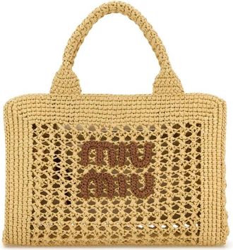 Miu Miu Beige Crochet Handbag