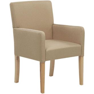 Beliani Sedia in Tessuto Beige Gambe in Legno Seduta con Braccioli Elegante Rockefeller