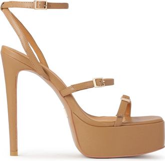 Kazar Schoenen, Dames, Bruin, 40 EU, Leer, Lichtbruine platform sandalen