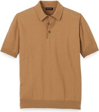 Paul Fredrick Supima Cotton Three Button Polo in Light Brown at Nordstrom, Size Xx-Large