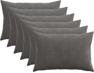 vidaXL Funda De Almohada 6 Pcs Almelo Gris Oscuro 30 X 50 Cm Pana Vidaxl
