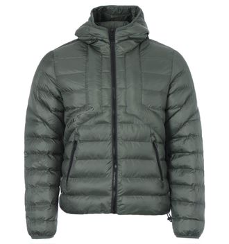 Diesel W-Dwain-21 Green Hooded Padded Jacket