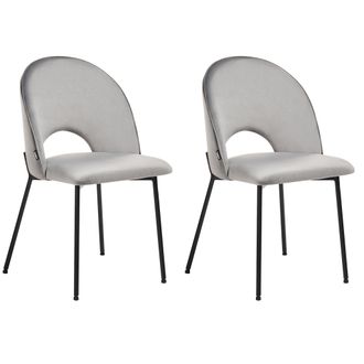 Beliani Beliani - Conjunto De 2 Sillas De Comedor De Terciopelo Gris Negro Covelo