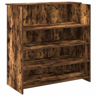 Berkfield Home Reception Desk Smoked Oak 100x50x103.5 cm Engineered Wood in Brown