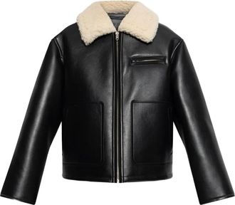 Stand Studio Giacca Kaz con colletto in shearling e tasca - Nero