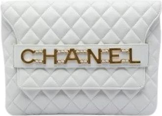 Chanel Pre-owned Vintage Quilted Clutch - Dames - Vintage Clutch - Wit - ONE Size - Leer - Vintage