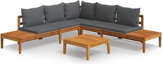 vidaXL Set Muebles De Jard&iacute;n 4 Pzas Cojines Gris Oscuro Madera Acacia Vidaxl