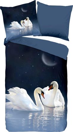 PURE luxury collection Wendebettwäsche »Share« 2 Stk. tlg. Mikrofaser, 135x200, Pflegeleicht, Reissverschluss, Wendeoptik, Schwäne