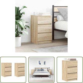 vidaXL vidaXL Comodino con 3 cassetti - Comodini con 3 Cassetti 2 pz Rovere Sonoma 39x35x65 cm