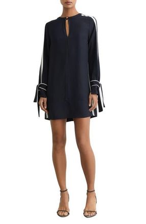 Reiss Tammy Long Sleeve Tipped Shift Dress in Navy at Nordstrom, Size 6 Us