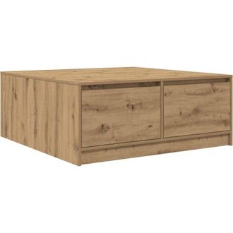 vidaXL Vidaxl - Mesa De Centro Con Cajones Roble Artesanal 100x100x40 Cm