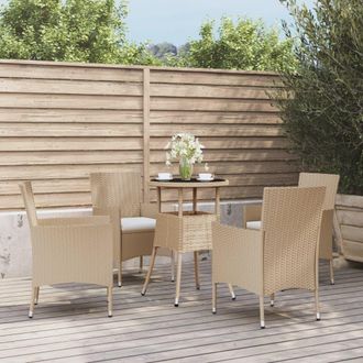 vidaXL Furniture Limited - Mesita Y Sillas Jard&iacute;n 5 Pzas Y Cojines Rat&aacute;n