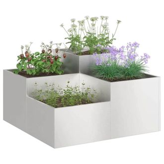 Berkfield Home Lush Garden Planter 80x80x48 cm Stainless Steel in Silver | Size: 80 x 80 x 48 cm