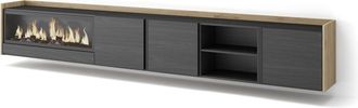 Skraut Home Skraut Home - Mueble Tv, Televisi&oacute;n, Muebles De Sal&oacute;n, Almacenaje, 315x35x50cm, Para Tv Hasta 80, Chimenea El&eacute;ctrica Xxl, Colgado, Suspendido, Estilo 