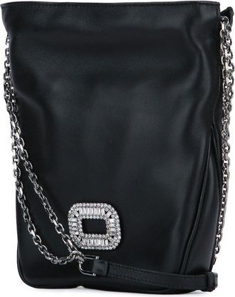Roger Vivier Womens Pilgrim Pocket Crossbody Bag Black Leather