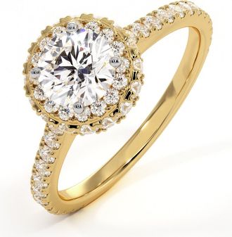 The Diamond Store Valerie GIA Diamond Halo Engagement Ring in 18K Gold 1.40ct G/SI2