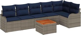 vidaXL Conjunto De Sof&aacute;s De Jard&iacute;n 7 Uds. Gris Rat&aacute;n Sint&eacute;tico Vidaxl
