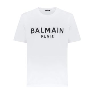 Balmain T-shirt in Cotone con Logo - - Tops - Uomo - Bianco - L