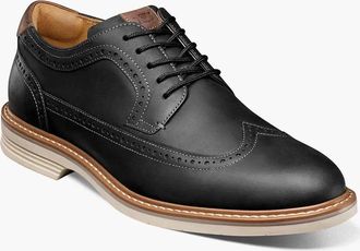 Florsheim Mens Florsheim Norwalk 13414-010 Oxford Black Wingtip Dress Shoes GAL1438