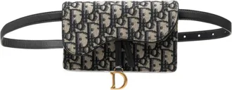 Dior Beige Navy Canvas Leather Sling Bag (Pre-Owned)