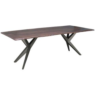 Massivmoebel24 FREEFORM 4 Tavolo da pranzo in legno di acacia - laccato marrone / gambe in ferro - antracite lucido 180x90x76