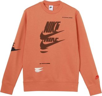 Nike Sportswear Sport Logo Printing Fleece Round Neck Pullover Orange DM6876-808