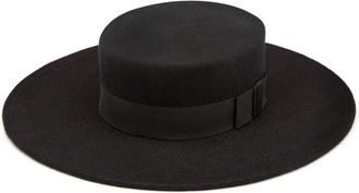 Nina Ricci large felt wool boater - women - Cotton/Fabric/Wool Felt - 58 - Black