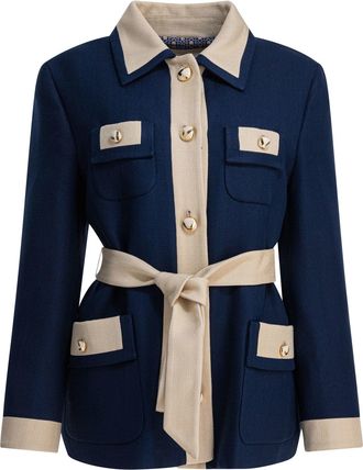 Valentino Viscose Caban Coat Jackets And Coats Blu-Donna