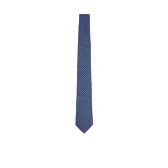 Ferragamo Ties, male, Blue, Size: ONE SIZE Tetris Print Silk Tie