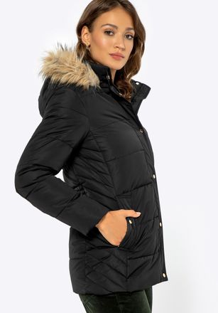 Wittchen Dames Gewatteerde Jas met Monogram Zwart Polyester