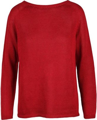 Max Mara Giolino Knit - Dames - Ronde hals truien - Rood - M - Linnen - Truien & Vesten