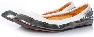 Lanvin Lanvin, stretch ballerina in wit en metallic