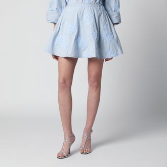 Rotate Flower mini skirt with floral appliqu&eacute;s in cotton, Plein Air