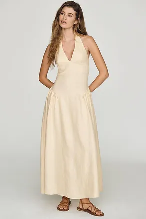 Faithfull The Brand La Cala 100% Linen Maxi Dress