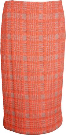 Dries Van Noten Check Knee-Length Skirt in Orange Polyamide Wool