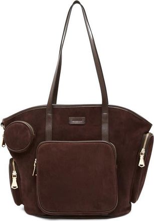 Aim&eacute;e The Skipper Cargo Leather Tote in Fudge Suede at Nordstrom