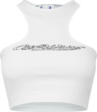 Off-white Womens Off White Bling Halter Cropped Tank Top in - Size 12 UK
