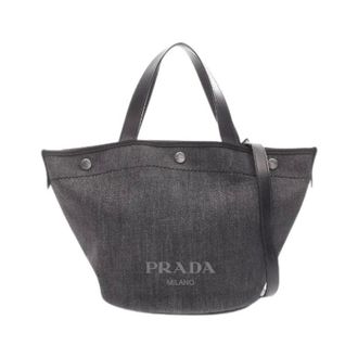 Prada Pre-owned Tote Bags, female, Black, Size: ONE SIZE Pre-owned Denim City Calf Tote Bag